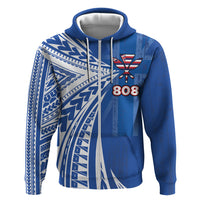 Personalised Hawaii 808 Hoodie Unique Style LT05 Zip Hoodie Blue - Polynesian Pride
