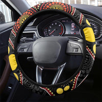 Vanuatu And Australia Aboriginal Steering Wheel Cover Iguana And Kangaroo Together