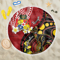 Tonga Ngatu And Australia Aboriginal Beach Blanket Tongan Dove And Kangaroo Together
