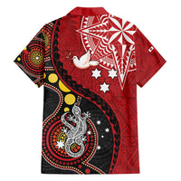 Tonga Ngatu And Australia Aboriginal Family Matching Short Sleeve Bodycon Dress and Hawaiian Shirt Tongan Dove And Kangaroo Together