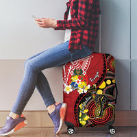 Tonga Ngatu And Australia Aboriginal Luggage Cover Tongan Dove And Kangaroo Together LT05 - Polynesian Pride
