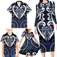 Custom Aotearoa Ngati Tuwharetoa Family Matching Long Sleeve Bodycon Dress and Hawaiian Shirt Maori Tribal Pattern