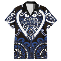 Custom Aotearoa Ngati Tuwharetoa Family Matching Puletasi and Hawaiian Shirt Maori Tribal Pattern LT05 Dad's Shirt - Short Sleeve Navy - Polynesian Pride