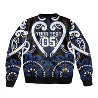 Custom Aotearoa Ngati Tuwharetoa Sleeve Zip Bomber Jacket Maori Tribal Pattern