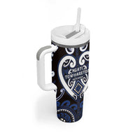 Custom Aotearoa Ngati Tuwharetoa Tumbler With Handle Maori Tribal Pattern