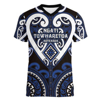Custom Aotearoa Ngati Tuwharetoa Women V-Neck T-Shirt Maori Tribal Pattern