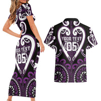Custom Aotearoa Rangitane Couples Matching Short Sleeve Bodycon Dress and Hawaiian Shirt Maori Tribal Pattern