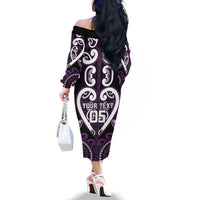 Custom Aotearoa Rangitane Family Matching Off The Shoulder Long Sleeve Dress and Hawaiian Shirt Maori Tribal Pattern