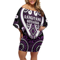 Custom Aotearoa Rangitane Family Matching Off Shoulder Short Dress and Hawaiian Shirt Maori Tribal Pattern