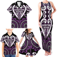 Custom Aotearoa Rangitane Family Matching Tank Maxi Dress and Hawaiian Shirt Maori Tribal Pattern