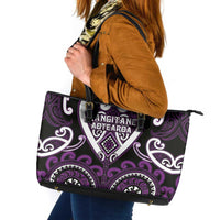Aotearoa Rangitane Leather Tote Bag Maori Tribal Pattern