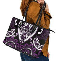 Aotearoa Rangitane Leather Tote Bag Maori Tribal Pattern