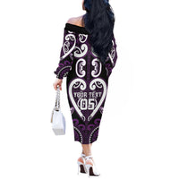 Custom Aotearoa Rangitane Off The Shoulder Long Sleeve Dress Maori Tribal Pattern