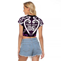 Custom Aotearoa Rangitane Raglan Cropped T Shirt Maori Tribal Pattern