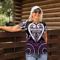 Custom Aotearoa Rangitane Women Polo Shirt Maori Tribal Pattern