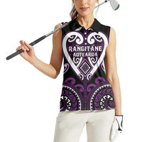 Custom Aotearoa Rangitane Women Sleeveless Polo Shirt Maori Tribal Pattern