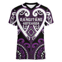 Custom Aotearoa Rangitane Women V-Neck T-Shirt Maori Tribal Pattern