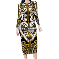 Custom Aotearoa Taranaki Family Matching Long Sleeve Bodycon Dress and Hawaiian Shirt Maori Tribal Pattern