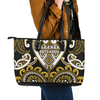 Aotearoa Taranaki Leather Tote Bag Maori Tribal Pattern