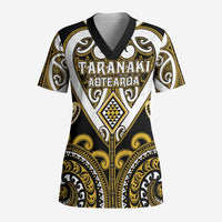 Custom Aotearoa Taranaki Scrub Top Maori Tribal Pattern - Polynesian Pride