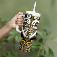 Custom Aotearoa Taranaki Tumbler With Handle Maori Tribal Pattern