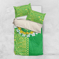 Fiji Lovoni Bedding Set Fijian Tapa Salusalu Green Glitter