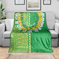 Fiji Lovoni Blanket Fijian Tapa Salusalu Green Glitter
