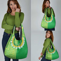 Fiji Lovoni Grocery Bag Fijian Tapa Salusalu Green Glitter