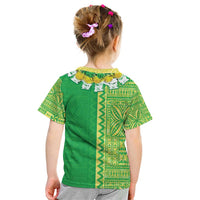 Fiji Lovoni Kid T Shirt Fijian Tapa Salusalu Green Glitter