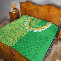 Fiji Lovoni Quilt Fijian Tapa Salusalu Green Glitter