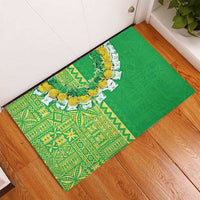 Fiji Lovoni Rubber Doormat Fijian Tapa Salusalu Green Glitter