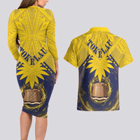 Tokelau Tokehega Day Couples Matching Long Sleeve Bodycon Dress and Hawaiian Shirt National Badge Special Style - Polynesian Pride