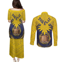 Tokelau Tokehega Day Couples Matching Puletasi and Long Sleeve Button Shirt National Badge Special Style - Polynesian Pride