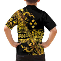 Kosrae Liberation Day Family Matching Off Shoulder Short Dress and Hawaiian Shirt Polynesian Floral Tattoo - Polynesian Pride