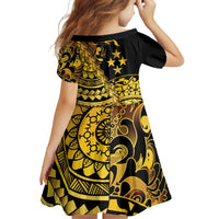 Kosrae Liberation Day Family Matching Off Shoulder Short Dress and Hawaiian Shirt Polynesian Floral Tattoo - Polynesian Pride