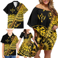 Kosrae Liberation Day Family Matching Off Shoulder Short Dress and Hawaiian Shirt Polynesian Floral Tattoo - Polynesian Pride