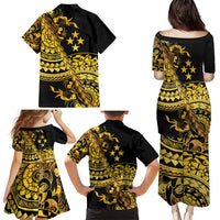 Kosrae Liberation Day Family Matching Puletasi and Hawaiian Shirt Polynesian Floral Tattoo - Polynesian Pride