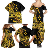 Kosrae Liberation Day Family Matching Summer Maxi Dress and Hawaiian Shirt Polynesian Floral Tattoo - Polynesian Pride