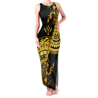 Kosrae Liberation Day Family Matching Tank Maxi Dress and Hawaiian Shirt Polynesian Floral Tattoo - Polynesian Pride