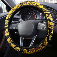 Kosrae Liberation Day Steering Wheel Cover Polynesian Floral Tattoo - Polynesian Pride