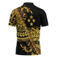 Kosrae Liberation Day Zipper Polo Shirt Polynesian Floral Tattoo - Polynesian Pride