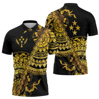 Kosrae Liberation Day Zipper Polo Shirt Polynesian Floral Tattoo - Polynesian Pride