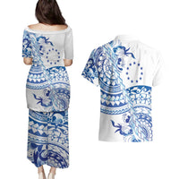 Pohnpei Liberation Day Couples Matching Puletasi and Hawaiian Shirt Polynesian Floral Tattoo - Polynesian Pride