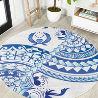 Pohnpei Liberation Day Round Carpet Polynesian Floral Tattoo LT05 White - Polynesian Pride