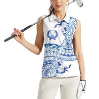 Pohnpei Liberation Day Women Sleeveless Polo Shirt Polynesian Floral Tattoo - Polynesian Pride