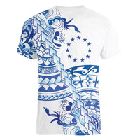 Pohnpei Liberation Day Women V-Neck T-Shirt Polynesian Floral Tattoo - Polynesian Pride