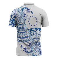 Pohnpei Liberation Day Zipper Polo Shirt Polynesian Floral Tattoo LT05 - Polynesian Pride