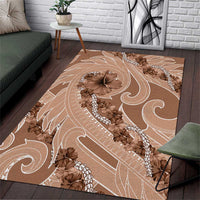 Hawaii Brown Hibiscus Pikake Lei Area Rug - Polynesian Pride