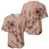 Hawaii Brown Hibiscus Pikake Lei Baseball Jersey LT05 - Polynesian Pride