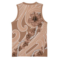 Hawaii Brown Hibiscus Pikake Lei Basketball Jersey - Polynesian Pride